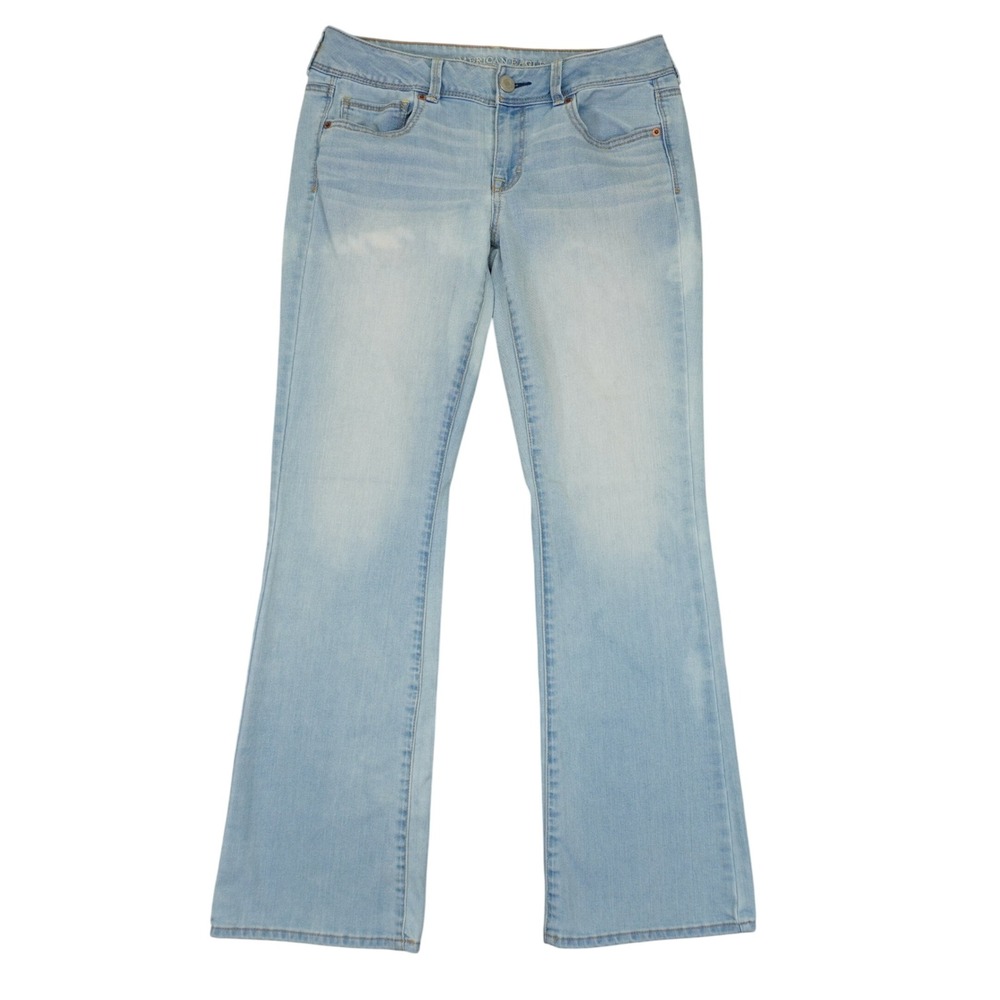 American Eagle Kick Boot Jeans Women 10 (32x30) Light Blue Low Rise Flare Denim